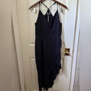 Runway Navy Blue Asymetrical Wrap Dress Size Large